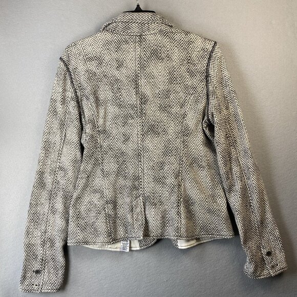 Aeropostale Eighty-Seven Blazer Womens L Espresso Cream Chevron Pattern Academia - Picture 9 of 13